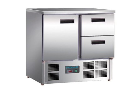 Réfrigérateur multi-portes Polar Table inox réfrigérée compacte 240 litres, 1 porte & 2 tiroirs GN 1/1 , 230 W, 220 V - MONO