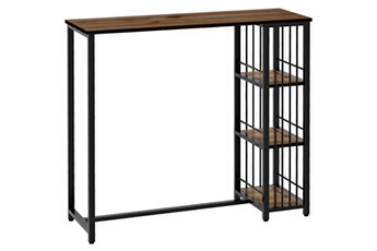 table haute homcom table de bar 3 étagères style industriel acier noir aspect panneaux aspect bois