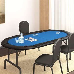 VidaXL Table De Poker Pliable 10 Joueurs – Tapis Vert Casino, Porte-Gobelets Et Accoudoirs, Sac De Transport Inclus