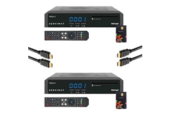 Décodeur TNT SERVIMAT pack 2x récepteurs tv satellite full hd carte tntsat v6 câble hdmi
