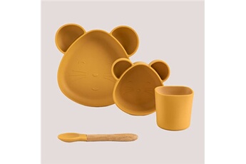 autres jeux d'éveil sklum lot de vaisselle en silicone (4 pièces) isidor kids moutarde 11 -15,5 cm