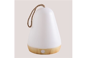 eclairage sklum lampe led d'extérieur sans fil tobago marron bois naturel 28 cm