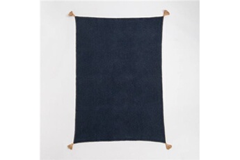 set de table sklum couverture plaid en coton paraiba noir 182 cm