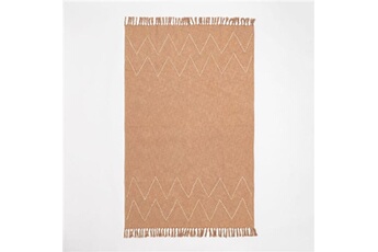 set de table sklum couverture plaid en coton biara camel brun clair 193 cm