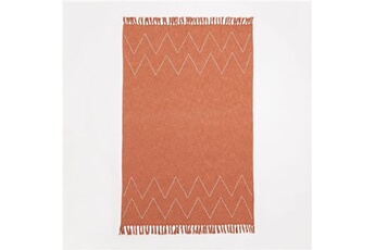 set de table sklum couverture plaid en coton igatu rouge gingembre 193 cm
