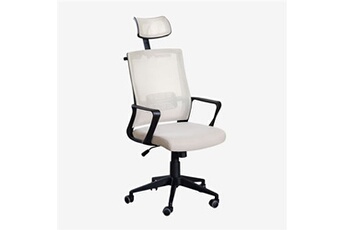 fauteuil de bureau sklum chaise de bureau avec roulettes et appui-tête teill black gris taupe clair 117,5 - 125 cm