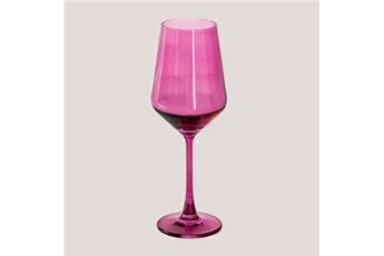 verrerie sklum lot de 4 verres à vin en verre 35 cl laisa prune rose 22 cm
