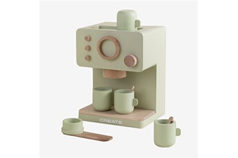 figurine pour enfant sklum cafetière en bois thera create kids vert olive 20 cm
