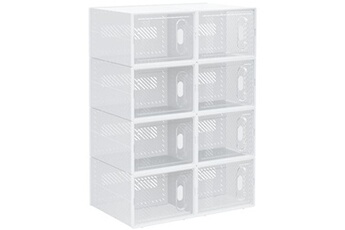 lot de 8 boites cubes rangement à chaussures modulable avec portes transparentes - dim. 25l x 35l x 19h cm - pp blanc transparent