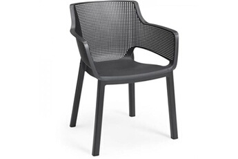 allibert by elisa lot de 6 fauteuils de jardin en résine graphite gris