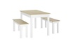 Homcom Ensemble table à manger 3 pièces - 2 bancs encastrables, grande table 4-6 personnes - blanc aspect bois clair photo 1