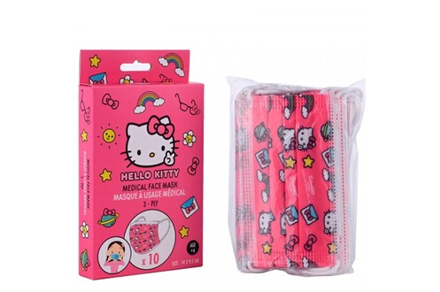 Accessoire beauté Miniso Pack de 10 masques à usage médical 3 plis Hello  Kitty