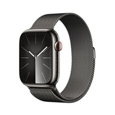 Series 9 GPS + Cellular 45 mm Boîtier en Acier Inoxydable Graphite avec Bracelet Milanais Graphite