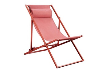 chaise longue - transat m24 transat chilienne paros structure en acier l 63 p 104 h 85 cm terracotta rouge