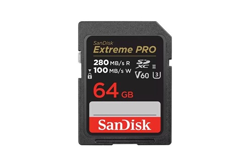 Carte mémoire SD Sandisk 64Go Extreme PRO Carte Mémoire SD SDXC UHS-II C10  U3 V60 6K 4K UHD200/180Mb/s