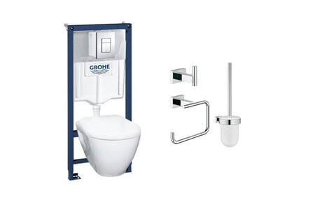 WC suspendu Grohe WC suspendu compact SEREL + bâti support + abattant + plaque + accessoires