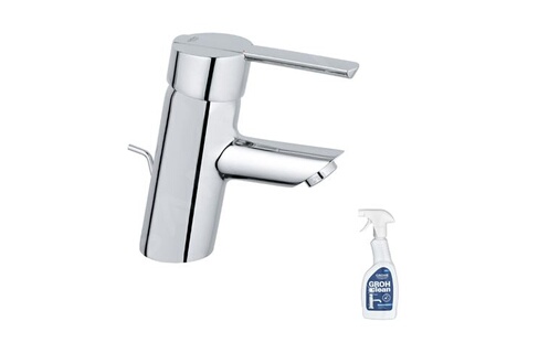 Robinet de salle de bain Grohe Mitigeur lavabo Quickfix Feel avec tirette  et vidage taille S + nettoyant GrohClean