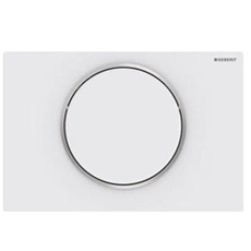Plaque de commande WC Sigma10 interrompable: blanc mat laqué poli