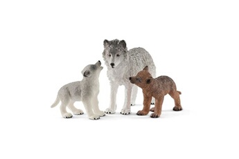 figurine pour enfant schleich maman loup avec louveteaux - 42472