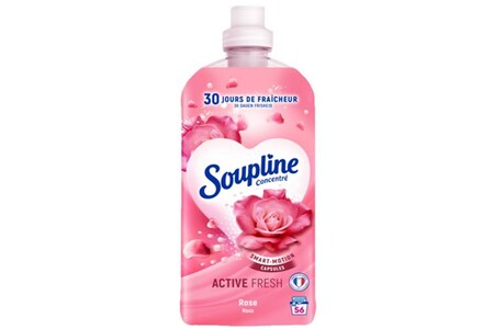 Adoucissant Soupline Pack de 8 - Adoucissant Linge Concentré Active Fresh  Rose 30 Jours de Fraîcheur 1200ml