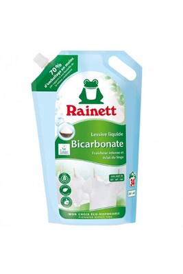 Lessive Rainett Pack de 5 - - Lessive Liquide Ecolabel Bicarbonate 1,7l - Recharge 34 lavages.
