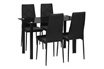 Homcom Table de salle à manger avec 4 chaises design contemporain Chesterfield acier plateau verre trempé PVC effet capitonné noir photo 1