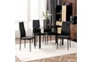 Homcom Table de salle à manger avec 4 chaises design contemporain Chesterfield acier plateau verre trempé PVC effet capitonné noir photo 4