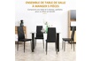 Homcom Table de salle à manger avec 4 chaises design contemporain Chesterfield acier plateau verre trempé PVC effet capitonné noir photo 2