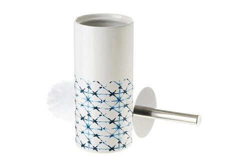 Brosse Juanio Lot de 2 brosse de toilette WC avec support en céramique  coloris blanc-Diamètre 10 x Hauteur 32 cm
