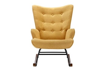 fauteuil de salon vente-unique.com fauteuil à bascule en tissu chiné jaune moutarde elmina ii
