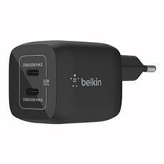 Double chargeur secteur USB-C GaN 45W, noir