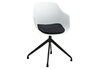 Idimex Chaise de salle à manger pivotante IRIDA, fauteuil de bureau design, en plastique blanc et piètement en métal noir photo 1