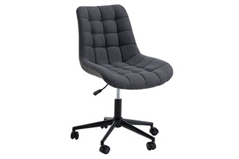 fauteuil de bureau idimex chaise de bureau talia, fauteuil pivotant sans accoudoirs, siège à roulettes réglables en hauteur, revêtement en tissu gris foncé