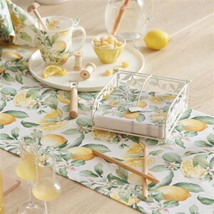Chemin De Table Citron 40x140 Cm - Polyester - Motif Printemps/été - Pour Cuisine, Salle à Manger, Jardin