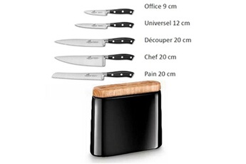 ustensile de cuisine sabatier bloc manille noir + 5 couteaux ysis lion 668999
