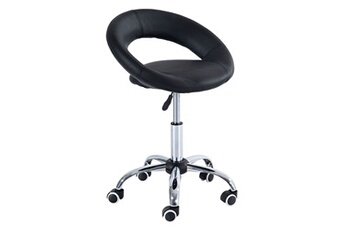 tabouret bas homcom tabouret de massage néo-rétro - tabouret de travail pivotant 360° - hauteur assise réglable - synthétique noir métal chromé