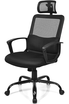 fauteuil de bureau giantex chaise de bureau en maille ergonomique, hauteur réglable, 70 x 65 x 116-126 cm noir
