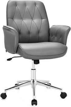 fauteuil de bureau giantex fauteuil de bureau moderne en cuir pu 66 x 66 x 93-103 cm gris