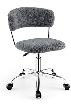 fauteuil de bureau giantex chaise de bureau pivotante en fausse fourrure, 60 cm x 60 cm x 73-82 cm gris