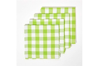serviette de table homescapes lot de 4 serviettes de table à grands carreaux vichy en coton, vert