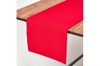 chemin de table homescapes chemin de table en coton uni, rouge