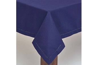 nappe de table homescapes nappe de table rectangulaire en coton unie bleu marine - 137 x 228 cm