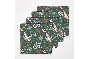 serviette de table homescapes lot de 4 serviettes de table noël forêt festive en coton
