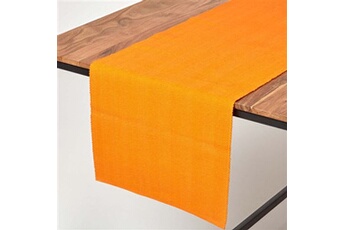 chemin de table homescapes chemin de table en coton uni, orange