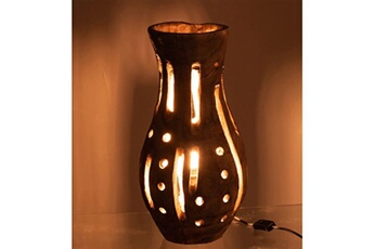 lampe à poser maison et styles lampe ancienne 27x27x47 cm en bois de saule