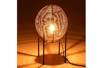 lampe à poser maison et styles lampe de table 30x30x53 cm en fer et rotin naturel
