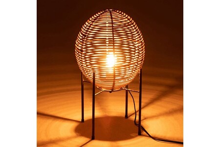 Lampe à poser Maison et Styles Lampe de table 30x30x53 cm en fer et rotin naturel