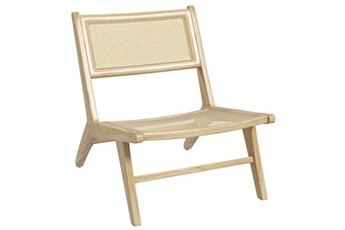 fauteuil de relaxation homcom fauteuil lounge - assise, dossier aspect cannage - assise profonde - bois hévéa