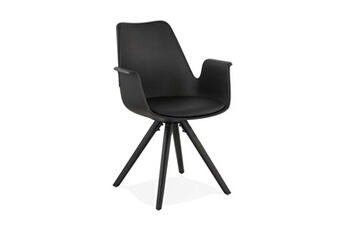 chaise maison et styles fauteuil design noir et piètement en bois noir - shaft