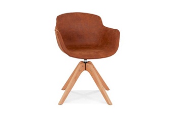 fauteuil de salon maison et styles chaise repas rotative 59x54x80 cm marron et naturel - guido
